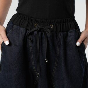 Casual Blue Oversized Big Pockets Denim Harem Pants Spring