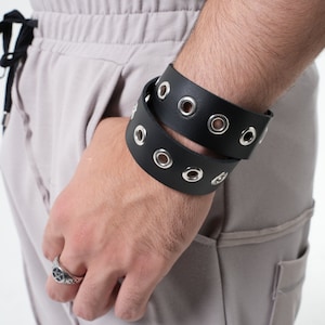 NEW Studded Bracelet / Wrap Bracelet / Mens Leather Cuff / Genuine Leather Bracelet / Leather Wristband Men / Studded Cuff