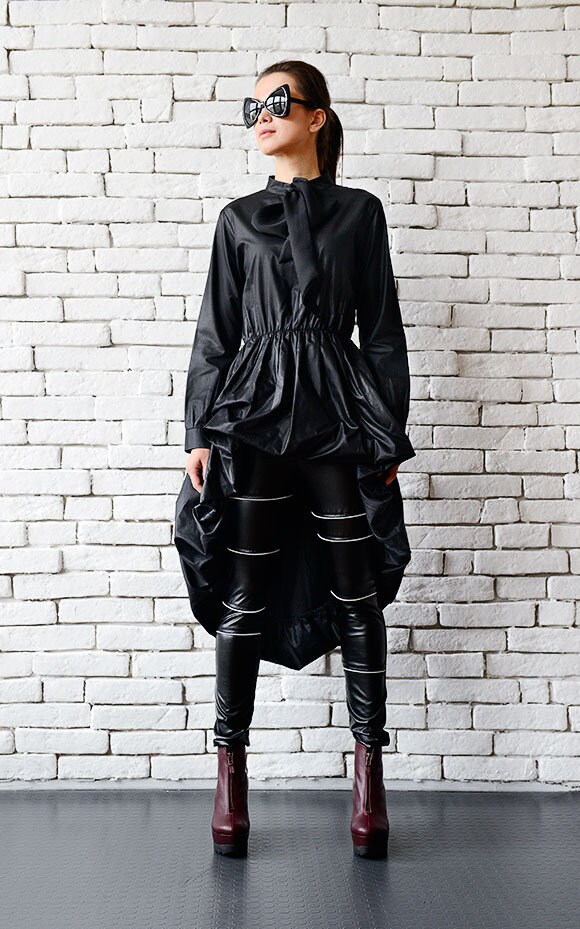 Asymmetric Black Tunic/extravagant Long Top/casual Black | Etsy