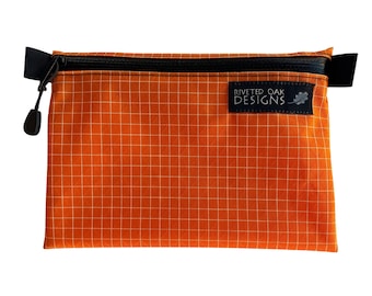 Orange HDPE Gridstop Zipper Pouch - Ultralight Backpacking Gear - Multiple Sizes
