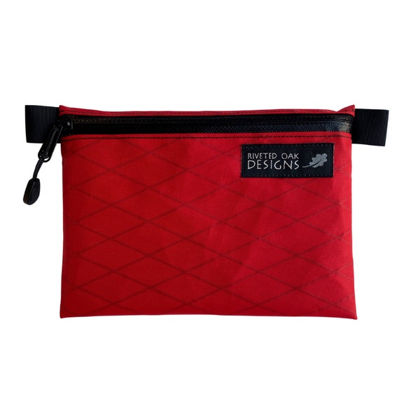 5"x7" Red Ultralight X-Pac Zipper Pouch - VX21 X-Pac Pouch - Ultralight Backpacking Gear - EDC Pouch - Hiking Pouch - First Aid Kit Pouch