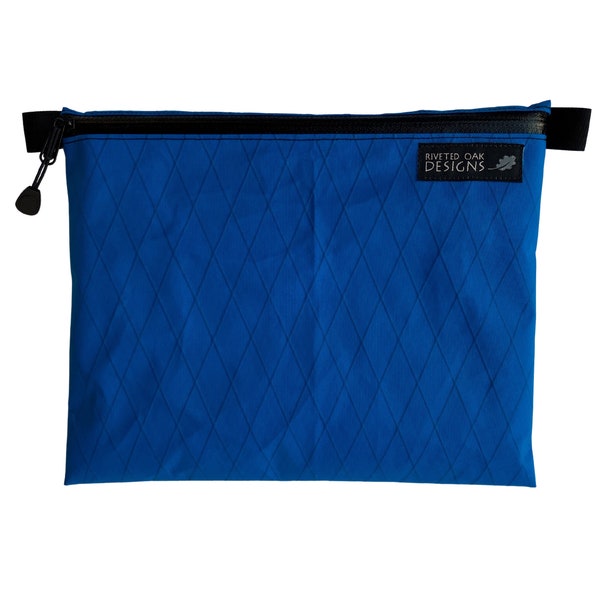 8"x10" Blue Ultralight X-Pac Zipper Pouch - VX21 X-Pac Pouch - Ultralight Backpacking Gear - EDC Pouch - Hiking Pouch
