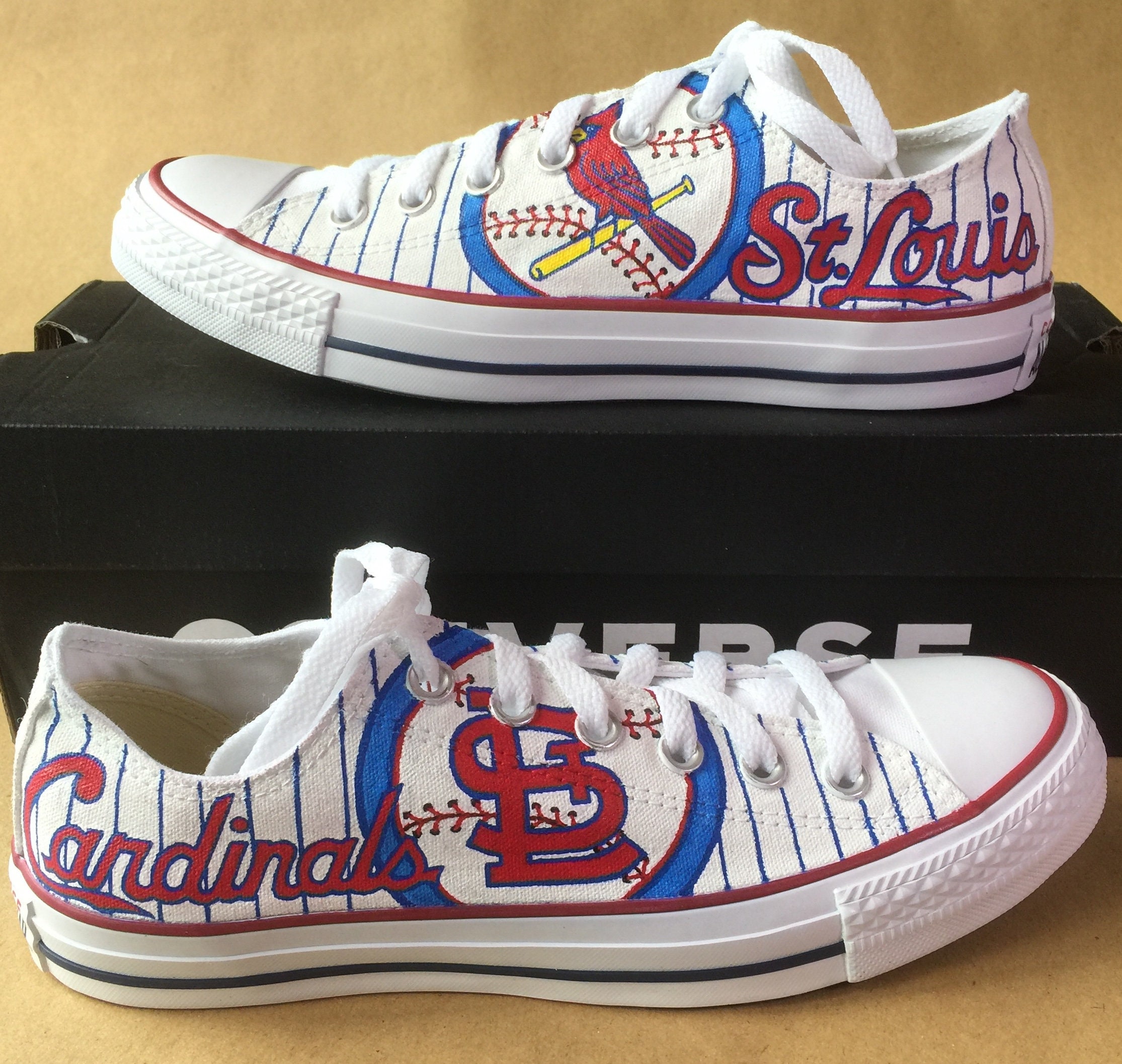 Saint Louis Cardinals Custom Made Vans Shoes Baseball Mens 7