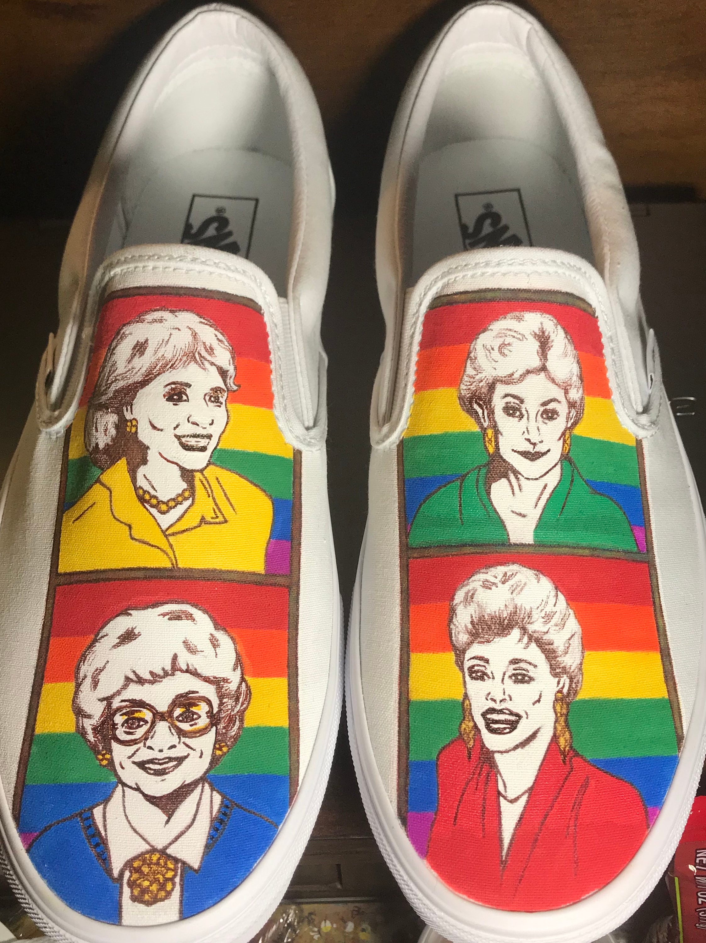 Hand painted Pride golden Girls Vans Slip Ons Etsy Canada