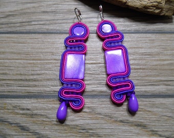 purple soutache earrings