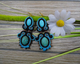 Orecchini, soutache, Orecchini soutache, penzolare, boho, gioielli handemricamati, tecnica soutache, regalo per lei, stile etnico