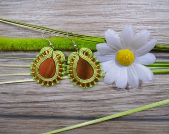 earrings, soutache, soutache earrings, dangle, boho, handembroidered jewelry, soutache technique, gift for her, ethnic style