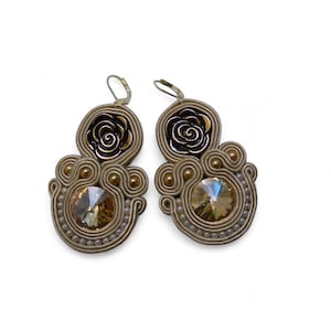 Artisan-Crafted Soutache Dangle Earrings - Unique Handembroidered Jewelry