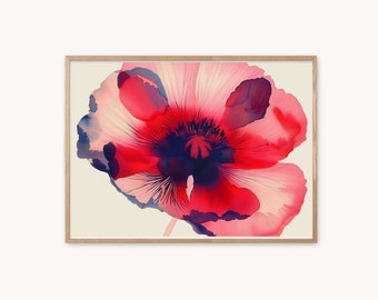 Watercolor Poppy Flower Print. Beautiful Handmade Print, Wall Art