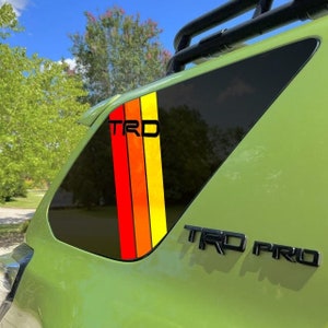 Fits 2010-2023 Toyota 4Runner Retro PRECUT Window Racing Stripes, TRD Flag, Yellow Orange Red Sticker Easy Install Waterproof, Fast Shipping