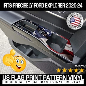 Envoltório de vinil para painéis de apoio de braço - Compatível com Ford Explorer 2020, 2021, 2022, 2023 e 2024 (kit para 4 portas)
