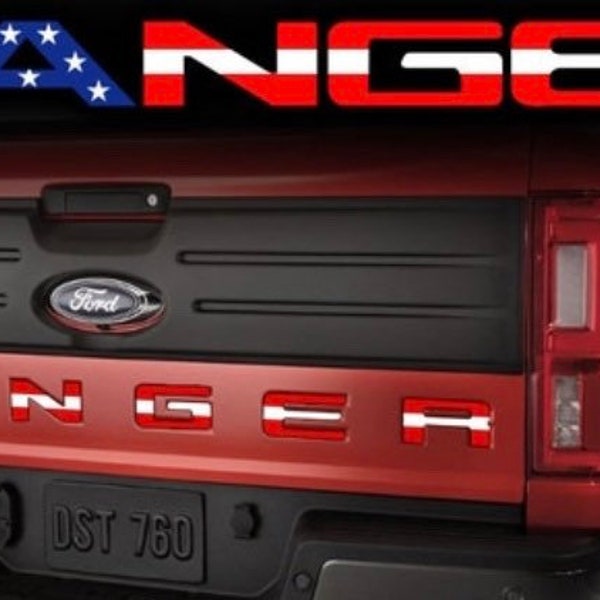 Fits 2019-2022 Ford Ranger 3M USA Flag Tailgate Letter Inlay Decals