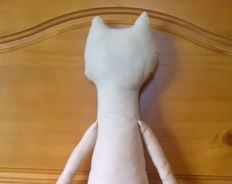 Cloth Cat rag doll muslin 21 inch, blank muslin doll body, tea dyed muslin dolly supply, other colors available, blank rag doll form