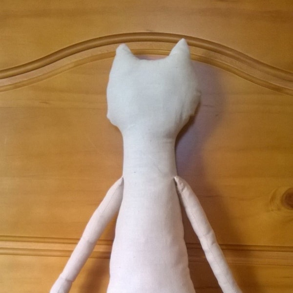 Cloth Cat rag doll muslin 21 inch, blank muslin doll body, tea dyed muslin dolly supply, other colors available, blank rag doll form