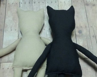 Small Cat blank doll body,  blank doll forms,  Raggedy doll, Gift ideas, ready to finish, Cat dolls, Muslin dolls