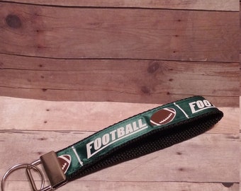 Football Key fob, Green Keychain, key holder, Wristlet, Key Lanyard,  Wrist Key Holder,  Key Fob Key Chain, Gift ideas, kawaii key fob