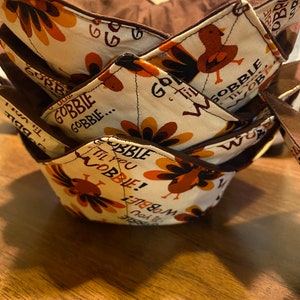 Turkey Microwave Bowl cozy, reversible bowl cozy, gifts, gift ideas, Autumn bowl cozy, soup bowl cozy, Fall bowl cozy, brown bowl cozy