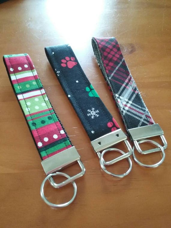 Key Fob Keychain Key Holder Wristlet Christmas Print Key Etsy