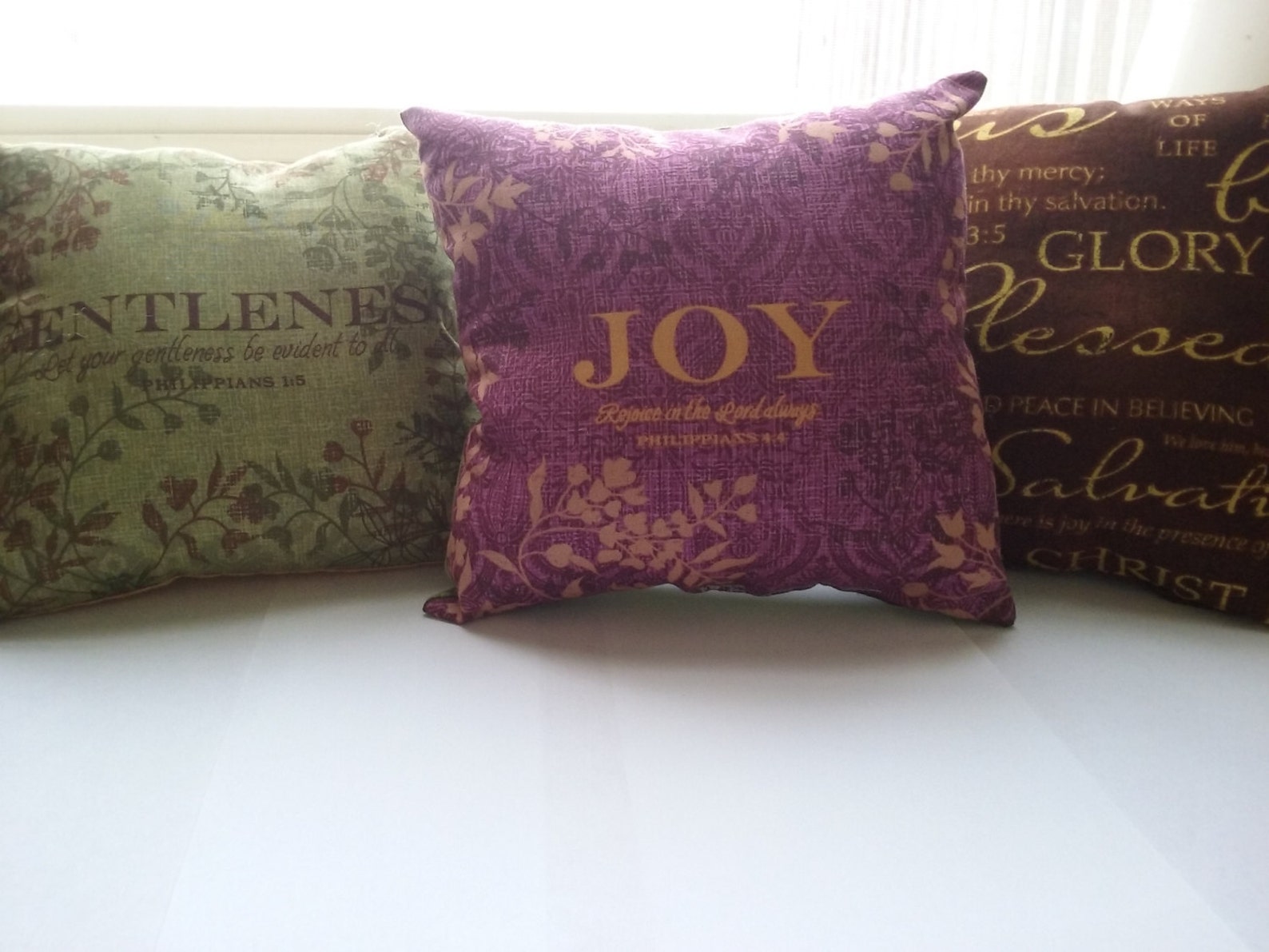 Small Decorative Pillow Purple Bible Verse Pillow Etsy