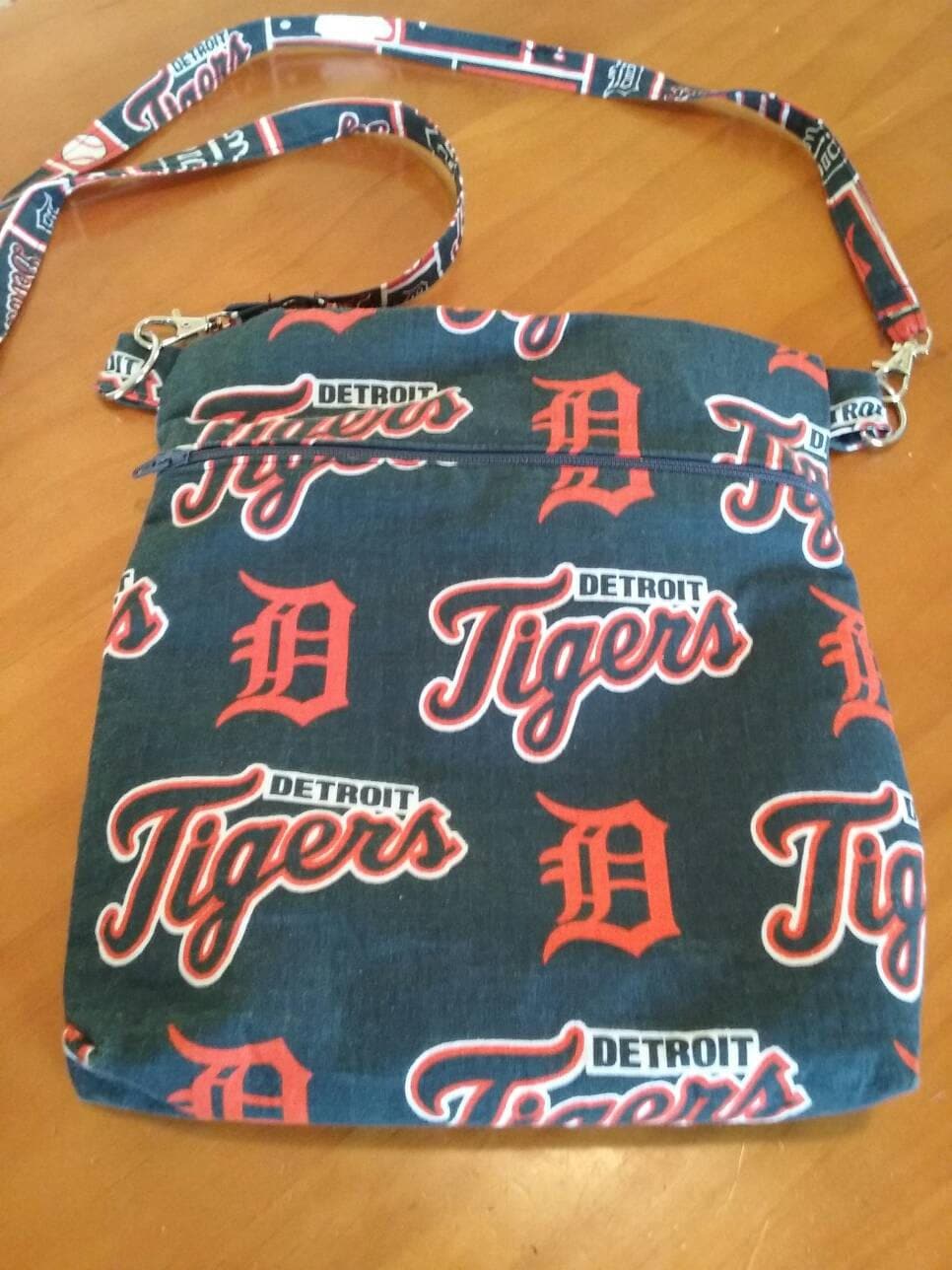 Dooney & Bourke Orange Navy Stripe Detroit Tigers Nylon Crossbody Bag
