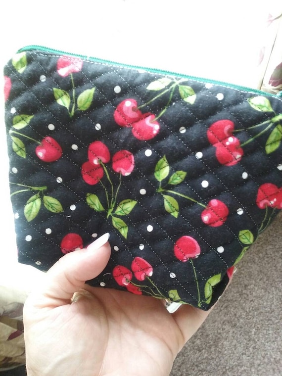 Quilted Makeup Bag, Handmade Pouch, Coin Purse, Cosmetic Bag