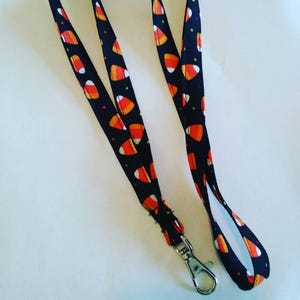 Halloween Skinny Fabric Lanyard 1/2 inch wide Candy Corn lanyards, id badge holder, lanyard, Teacher lanyard, Student lanyard