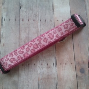 Hundehalsband, rosa Funkelhalsband, Verstellbares Hundehalsband, 1 Zoll Hundehalsband, Rosa Gepard Print, Haustierhalsband, handgemachtes Hundehalsband, Geschenkideen