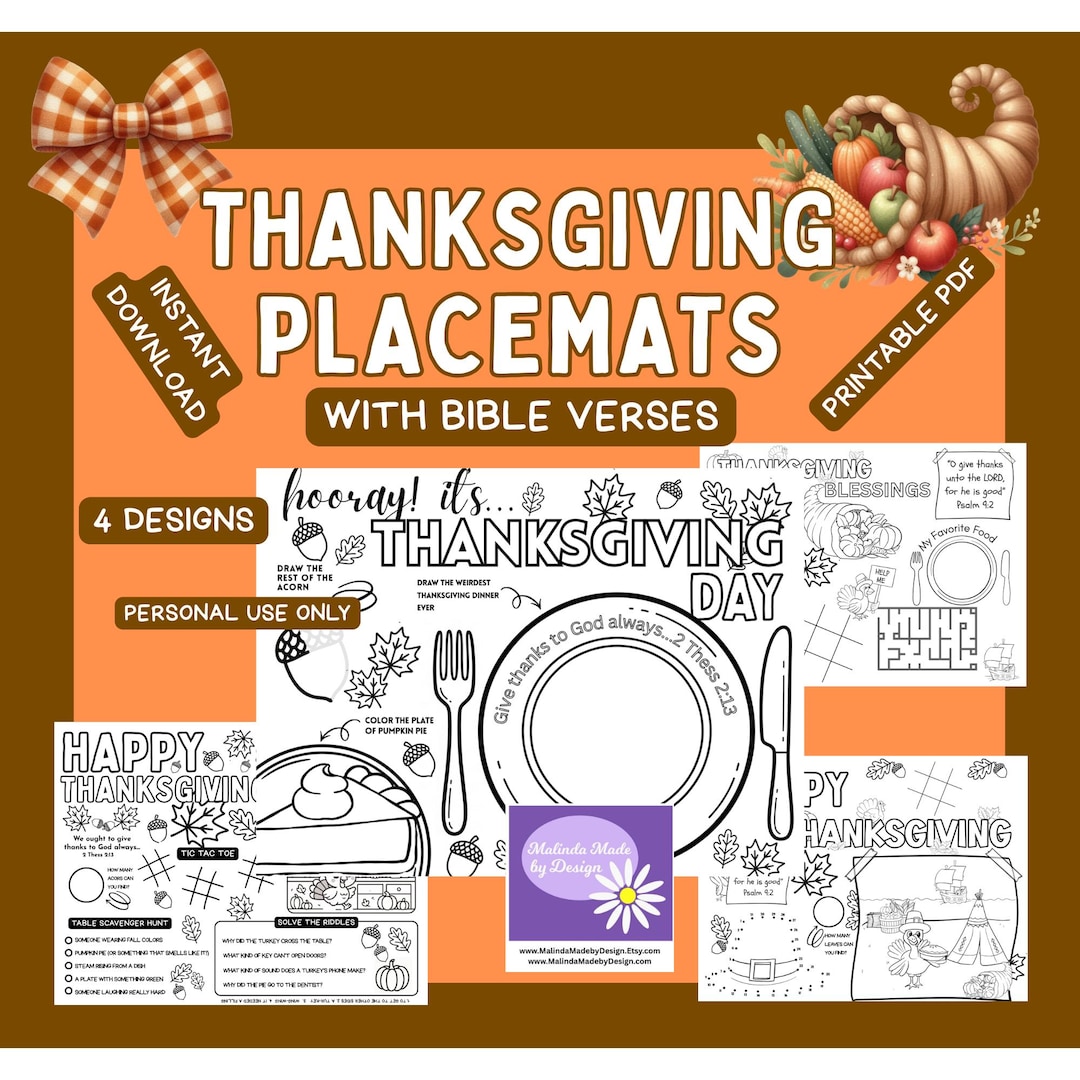 Printable Thanksgiving Placemats for Kids | Christian Bible Verse ...