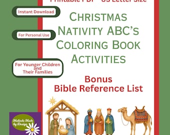 Christmas Nativity ABCs Coloring Book • Kids Activities • Christian Alphabet Coloring Pages • Bible Story Printable
