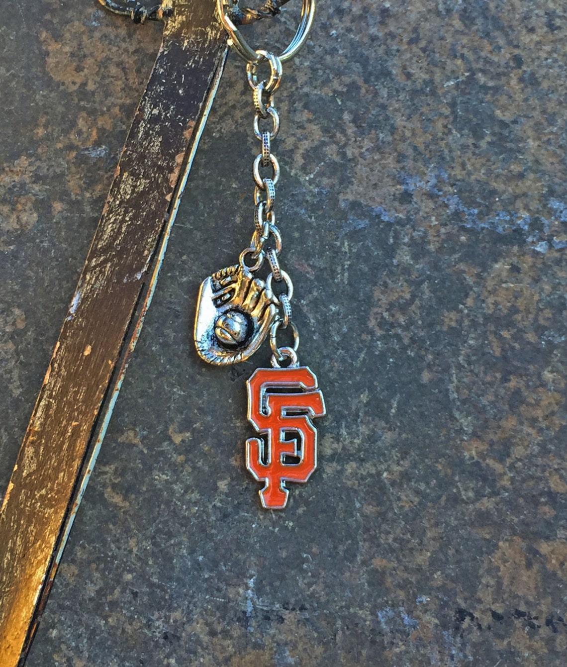 SF Giants Baseball Mom Keychain Black Orange Team Mom Fan Etsy