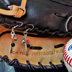 San Francisco Giants Earrings, Love, Black, Orange, Baseball, Team Mom, Valentines Day, Mothers Day, Anniversary, Heart, Birthday, Silver