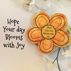 Self-Care wish card insert gift, Quilted fiber art flower, best friend, teacher, volunteer, neighbor, self-care décor present,  #62- 63