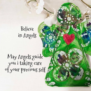 Self Care Angel wall art doll. handmade quilted fiber art OOAK design, inspirational best friend gift #SC19 #19 bild 1