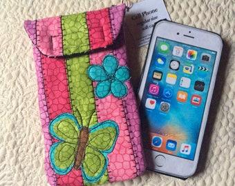 Medium Size Phone case, Quilted case, iphone, Smart phone case, Gadget case, phone pouch, iPhone bag,eyeglass, cell phone case 6#34