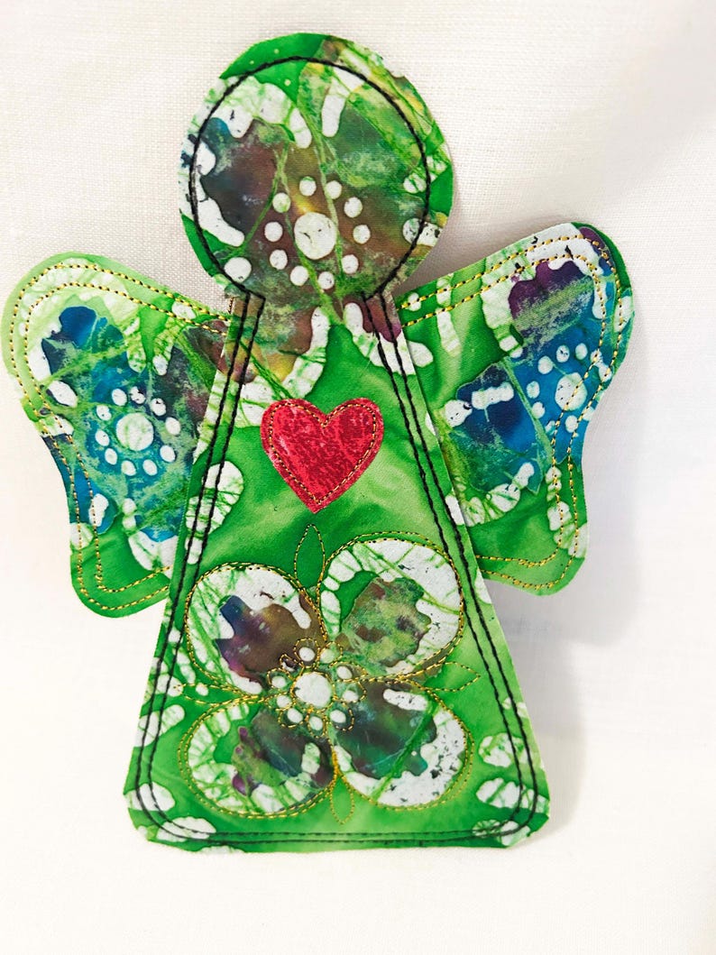 Self Care Angel wall art doll. handmade quilted fiber art OOAK design, inspirational best friend gift #SC19 #19 bild 6