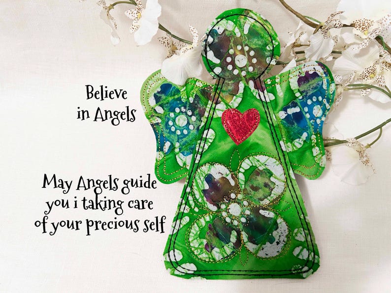 Self Care Angel wall art doll. handmade quilted fiber art OOAK design, inspirational best friend gift #SC19 #19 bild 1