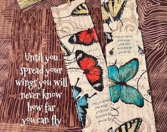 Butterfly bookmark set, Book Club favorite Self Care Inspirational affirmations, Best Friend Encouraging Words gift #6