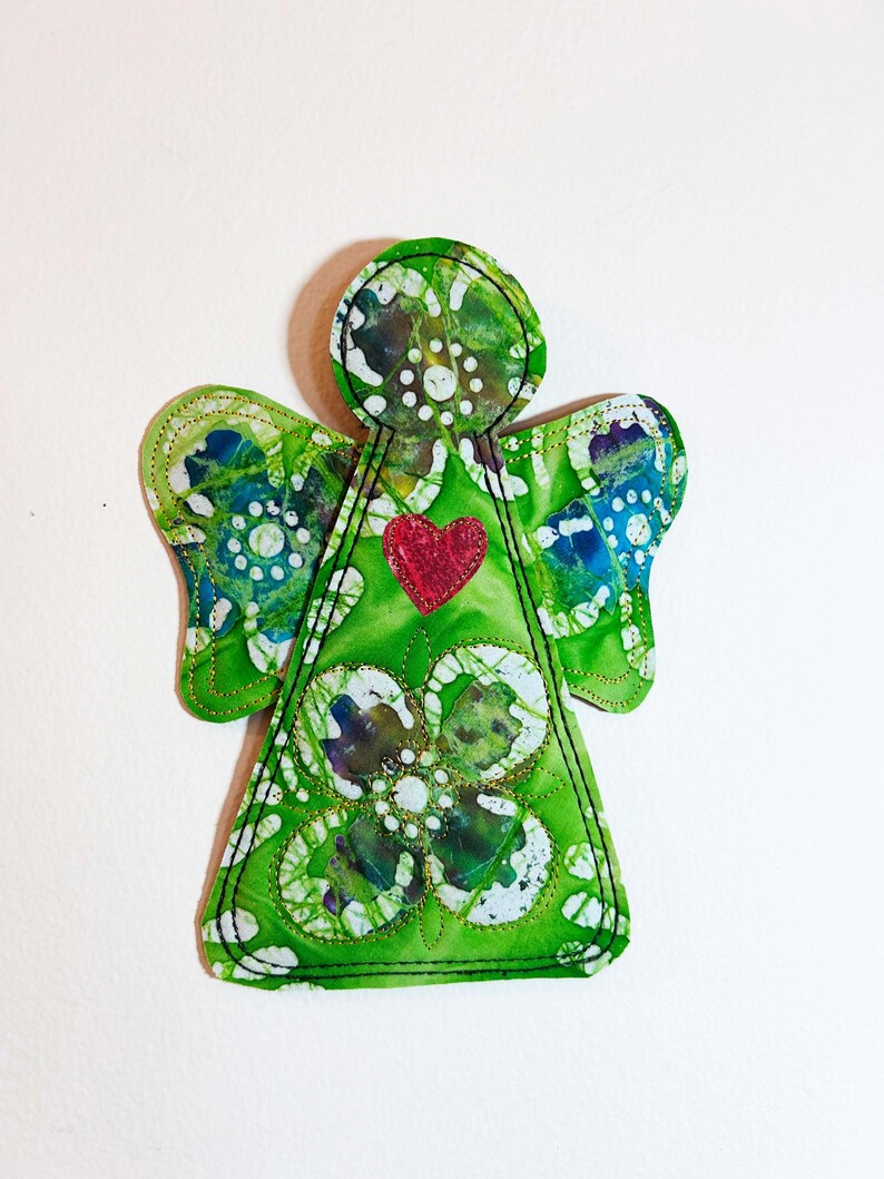 Self Care Angel wall art doll. handmade quilted fiber art OOAK design, inspirational best friend gift #SC19 #19 bild 9