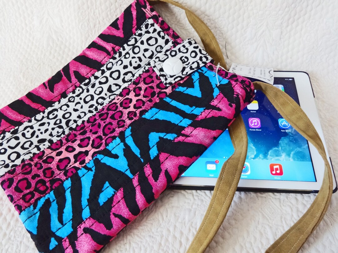 Image showcasing Quilted Carry Bag, iPad Tablet Carry Case, Jungle Print Desigïner ...