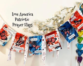 Patriotic Prayer Flags USA Theme, Freedom, Inspirational Party Décor, American pride 4th of July Banner, Flag Day Garland, Armed Forces, #26