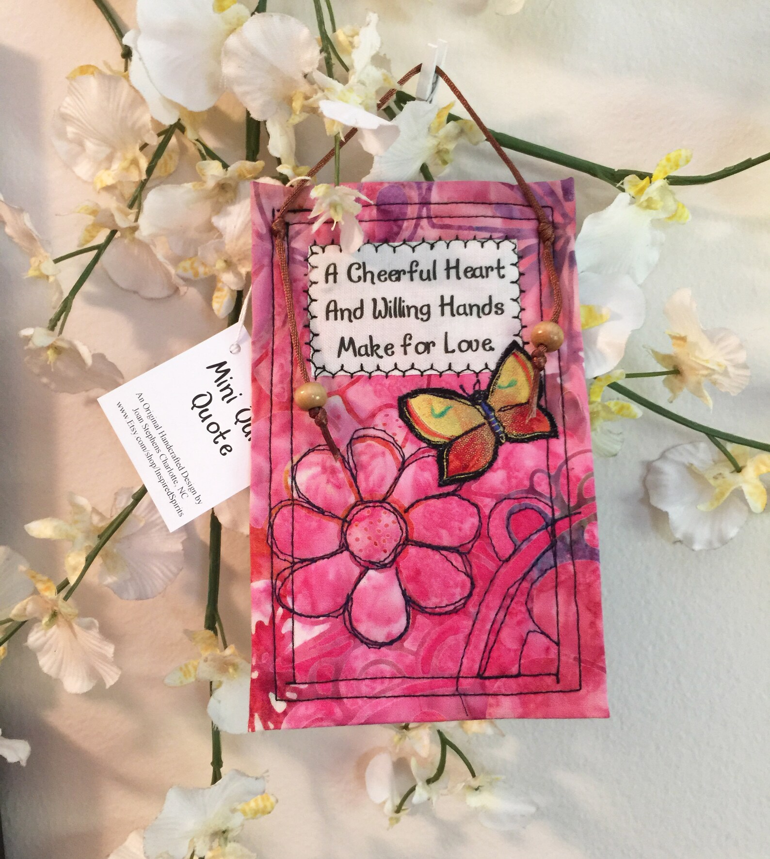 Art de tissu inspirant une citation matelassée de coeur gai Etsy