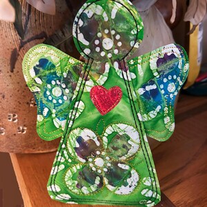 Self Care Angel wall art doll. handmade quilted fiber art OOAK design, inspirational best friend gift #SC19 #19 bild 7