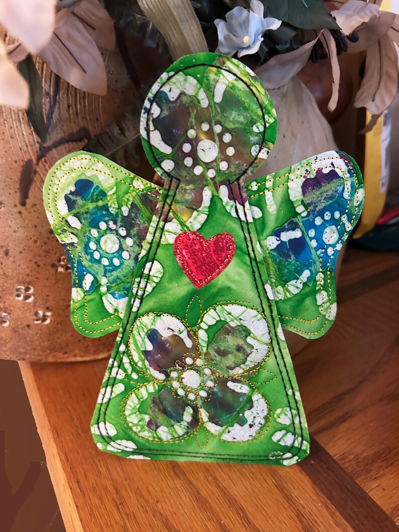 Self Care Angel wall art doll. handmade quilted fiber art OOAK design, inspirational best friend gift #SC19 #19 bild 7