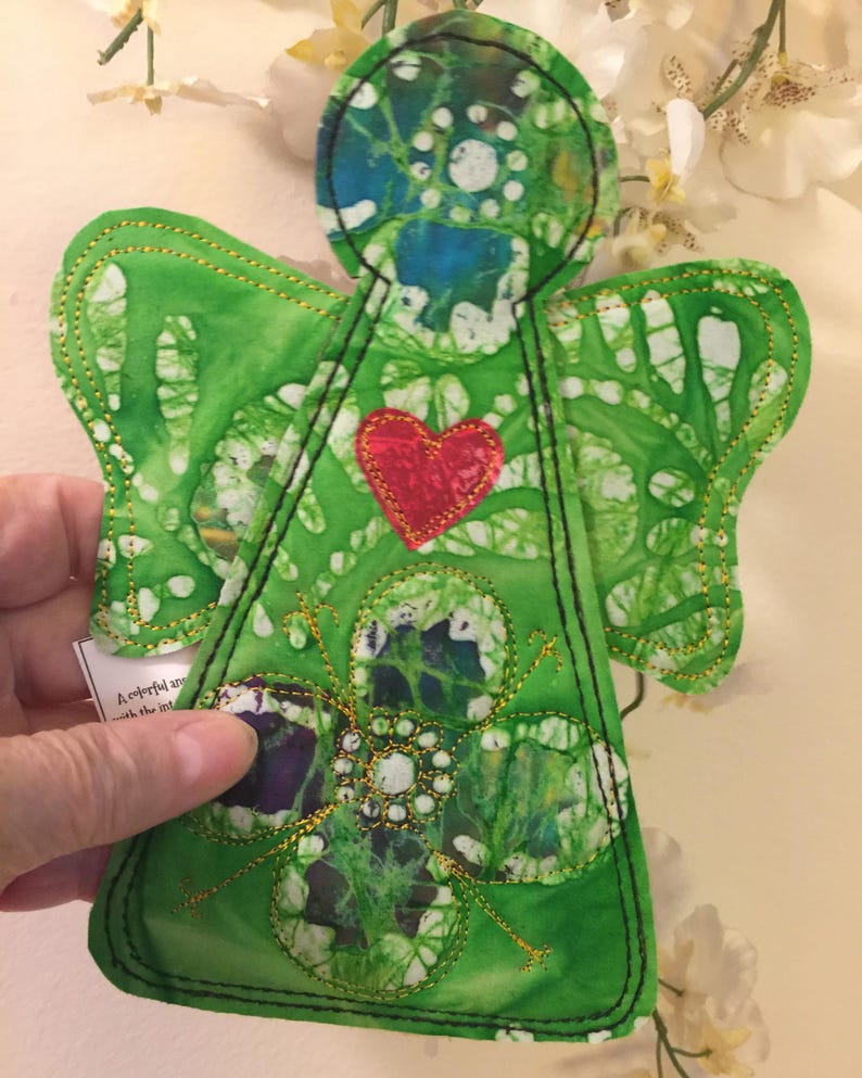 Self Care Angel wall art doll. handmade quilted fiber art OOAK design, inspirational best friend gift #SC19 #19 bild 2