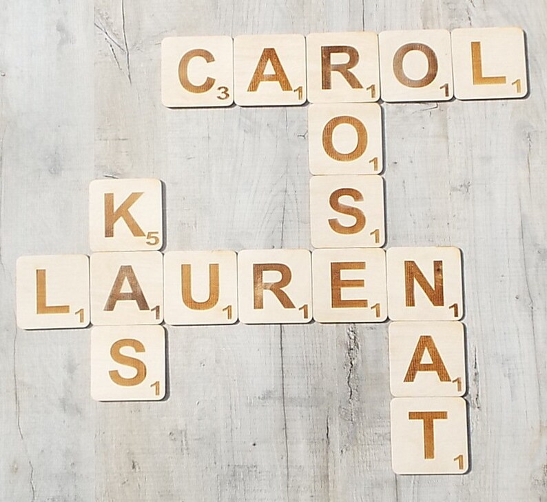 Scrabble Tiles Wall Art Solid Wood Laser Engraved 9 Cm 12 Etsy UK