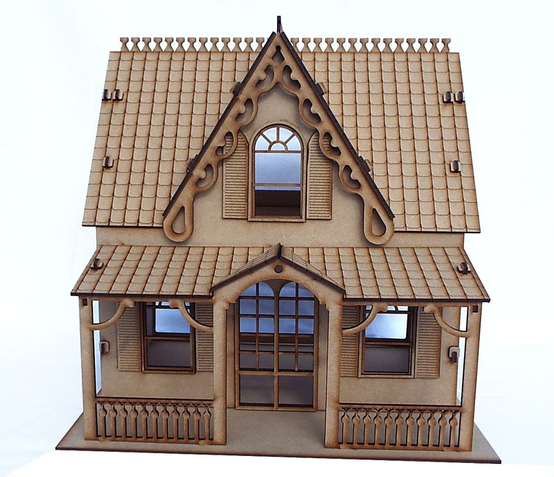 Dolls House Wooden Dollhouse Kit Laser Cut Flat Packed Diy Etsy