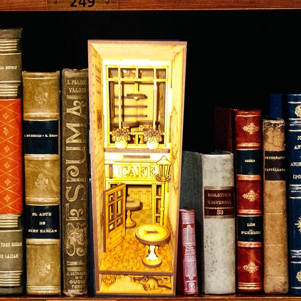 coffee house cafe  book nook shelf insert diorama self build project or great for a gift