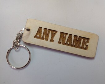 Birch ply,laser engraved personalised key rings typr 2