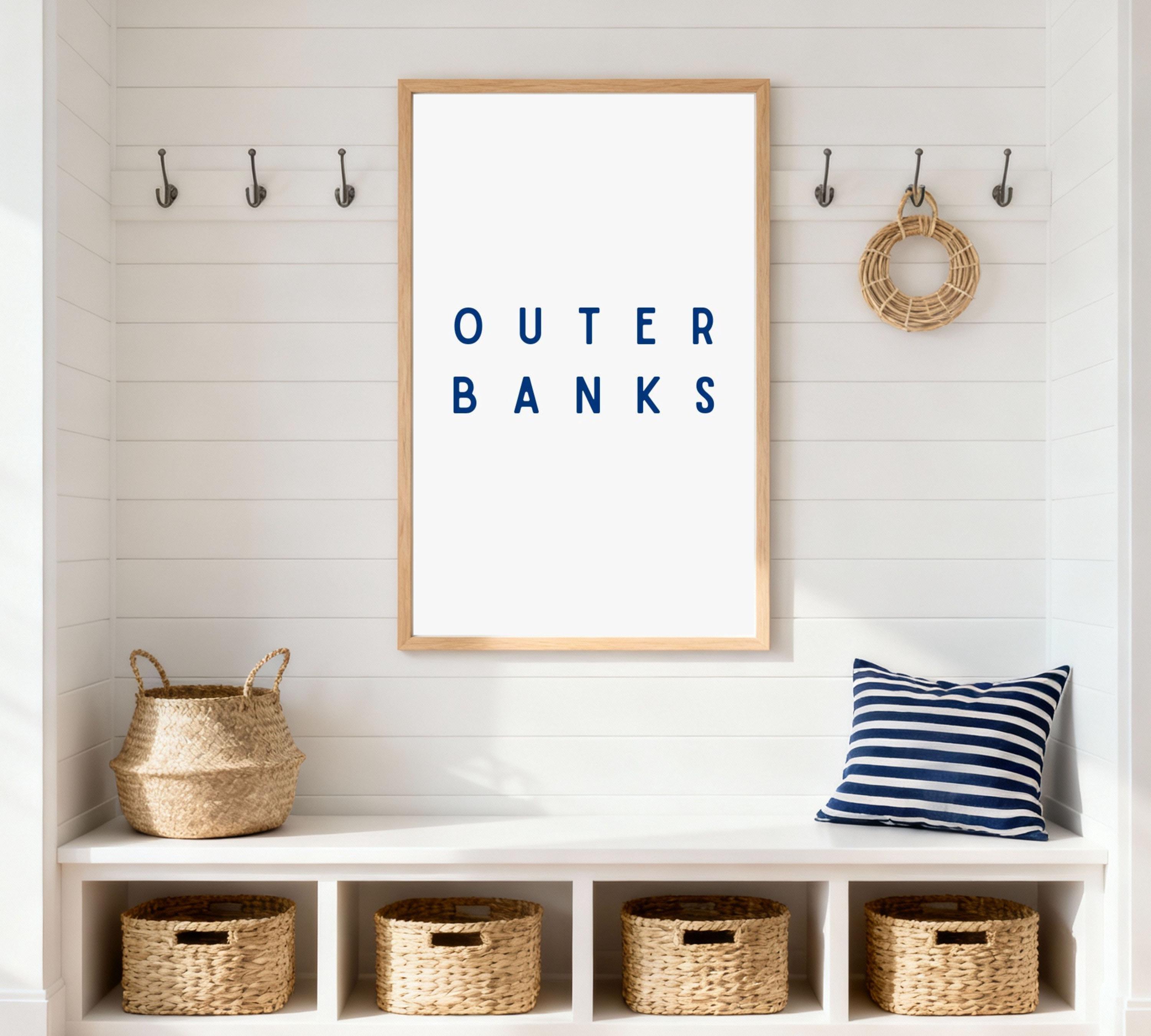 Word Bank Lettering Outer Banks Typography Print, Blue Lettering, Coastal Wall Art (digital ...