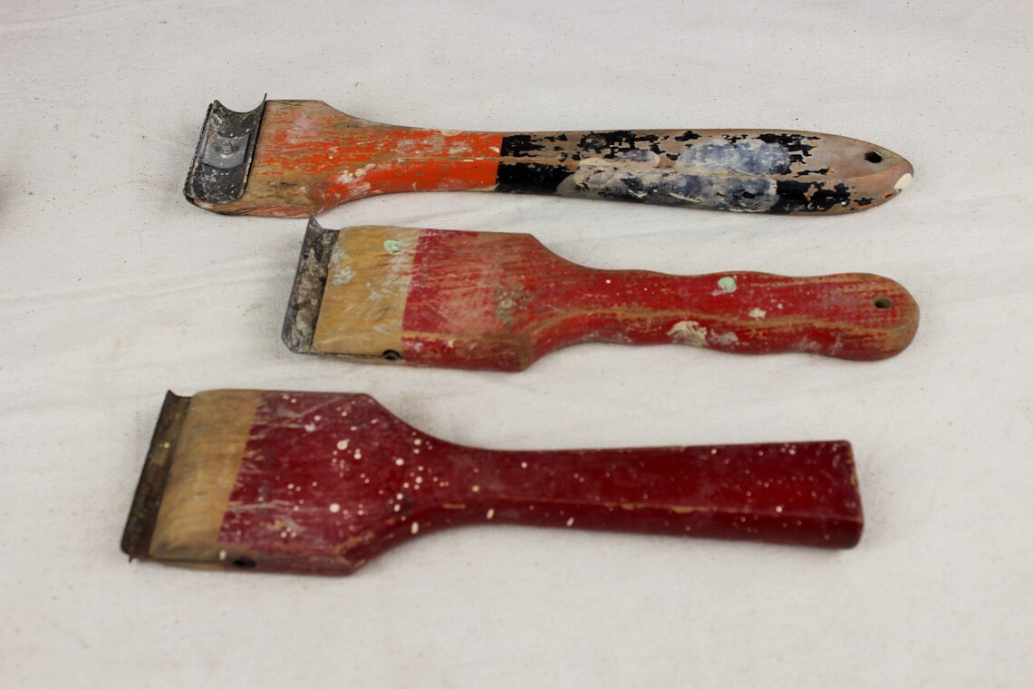 Vintage Collection of 4 Wooden Paint Scrapers and 2 Wooden Etsy